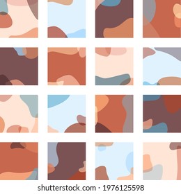 Abstract minimalist trendy style overlay shapes composition for social media, stories template, decoration, postcard, package, or cover design. Vector illustration. 