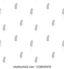Abstract minimalist tropical leaves. Vector seamless pattern on white background. Cartoon exotic leaves. Perfect for textile, wrapping paper, fabric, packaging