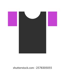 Abstract minimalist t-shirt with short purple sleeves