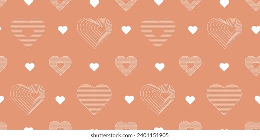 Abstract minimalist Valentine's Day pattern with geometric hearts. Modern seamless background for wedding card, invitation, wallpaper. Vector design