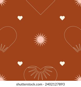 Abstract minimalist Valentine's Day pattern with geometric hearts. Modern seamless background for wedding card, invitation, wallpaper. Vector design