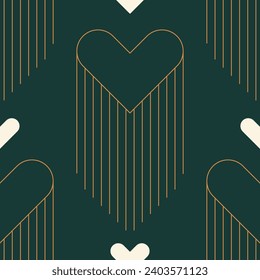 Abstract minimalist Valentine's Day pattern with geometric hearts. Modern seamless background for wedding card, invitation, wallpaper. Vector design