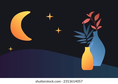 Abstract Minimalist Vase Pot vector Gradient Textured Illustration Pattern Design Poster Print