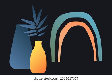 Abstract Minimalist Vase Pot vector Gradient Textured Illustration Pattern Design Poster Print