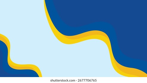 Abstract Minimalist Wavy Patterns in Yellow and Blue Tones