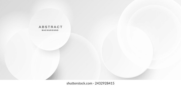 Abstract minimalist white background with circular elements vector.