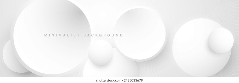 Abstract minimalist white background with circular elements vector.