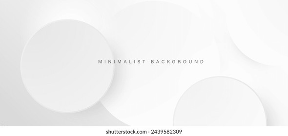 Abstract minimalist white background with circular elements vector