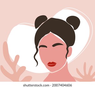 Abstract minimalist woman artwork for design. Vector illustration in boho style