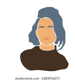 Abstract Minimalist Woman face Portrait Vector Illustration Boho Female Woman Person Minimalist Character Silhouette Art