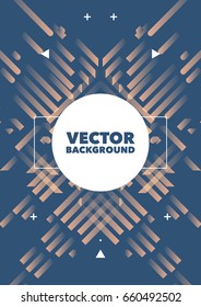 Abstract Minimalistic A4 Poster Design - Creative Concept - Modern Diagonal Blue Background with Bright Geometric Elements. Yellow Lines & White Triangles. Vector Illustration