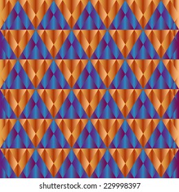 Abstract minimalistic  backdrop of orange and blue triangles. Geometric pattern. 