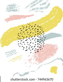 Abstract minimalistic background with hand marks and paint strokes. Trendy texture with delicate pastel colors for branding, print design and fashion
