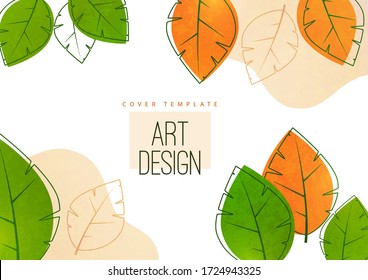 Resumen de fondo minimalista con hojas y espacio para el texto. Afiche publicitario, volante, portada o banner web. Plantilla para la venta de diseño, descuentos, eco. Ilustración vectorial.