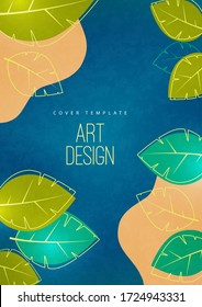 Resumen de fondo minimalista con hojas y espacio para el texto. Afiche publicitario, volante, portada o banner web. Plantilla para la venta de diseño, descuentos, eco. Ilustración vectorial.
