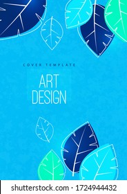 Abstract minimalistic background with leaves and space for text. Advertising poster, flyer, cover or web banner. Template for design sale, discounts, eco. Vector illustration.