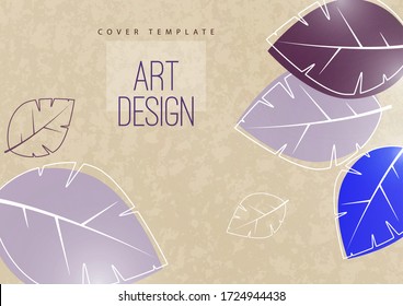 Abstract minimalistic background with leaves and space for text. Advertising poster, flyer, cover or web banner. Template for design sale, discounts, eco. Vector illustration.