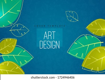 Abstract minimalistic background with leaves and space for text. Advertising poster, flyer, cover or web banner. Template for design sale, discounts, eco. Vector illustration.