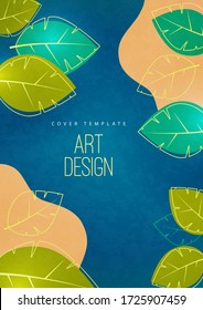 Abstract minimalistic background with leaves and space for text. Advertising poster, flyer, cover or web banner. Template for design sale, discounts, eco. Vector illustration.