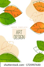 Abstract minimalistic background with leaves and space for text. Advertising poster, flyer, cover or web banner. Template for design sale, discounts, eco. Vector illustration.