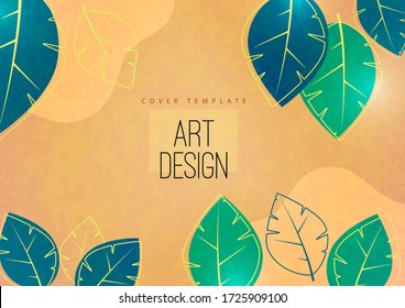 Abstract minimalistic background with leaves and space for text. Advertising poster, flyer, cover or web banner. Template for design sale, discounts, eco. Vector illustration.