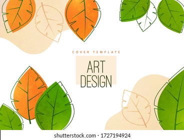 Abstract minimalistic background with leaves and space for text. Advertising poster, flyer, cover or web banner. Template for design sale, discounts, eco. Vector illustration.