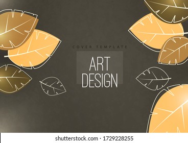 Abstract minimalistic background with leaves and space for text. Advertising poster, flyer, cover or web banner. Template for design sale, discounts, eco. Vector illustration.