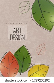 Abstract minimalistic background with leaves and space for text. Advertising poster, flyer, cover or web banner. Template for design sale, discounts, eco. Vector illustration.