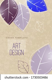 Abstract minimalistic background with leaves and space for text. Advertising poster, flyer, cover or web banner. Template for design sale, discounts, eco. Vector illustration.