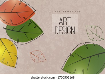 Abstract minimalistic background with leaves and space for text. Advertising poster, flyer, cover or web banner. Template for design sale, discounts, eco. Vector illustration.