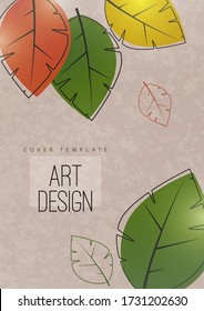 Abstract minimalistic background with leaves and space for text. Advertising poster, flyer, cover or web banner. Template for design sale, discounts, eco. Vector illustration.