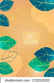 Resumen de fondo minimalista con hojas y espacio para el texto. Afiche publicitario, volante, portada o banner web. Plantilla para la venta de diseño, descuentos, eco. Ilustración vectorial.