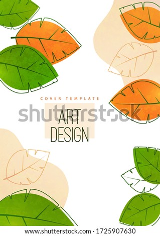 Abstract minimalistic background with leaves and space for text. Advertising poster, flyer, cover or web banner. Template for design sale, discounts, eco. Vector illustration.