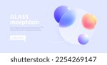 Abstract minimalistic background for presentation slide in glassmorphism style. Lilac colored 3d trendy and futuristic landing page template. Suitable for technology or business corporate homepage.