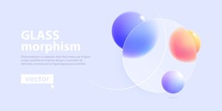 Abstract Minimalistic Background For Presentation Slide In Glassmorphism Style. Lilac Colored 3d Trendy And Futuristic Landing Page Template. Suitable For Technology Or Business Corporate Homepage.