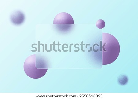 Abstract minimalistic background for presentation slide in glassmorphism style. Сolored 3d trendy and futuristic landing page template. Suitable for technology or business.  
