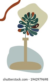 Abstract minimalistic background with vases and jugs of different shapes. Still life for printing or postcards. Decorative home decoration, modern print.