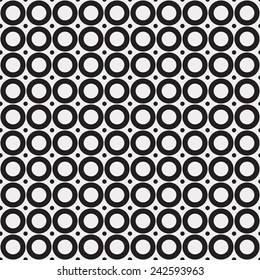 Abstract minimalistic black and white pattern, rounds and dots