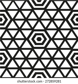 Abstract minimalistic black and white pattern hexagon