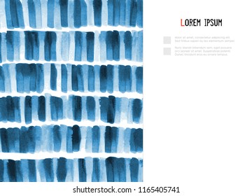 Abstract minimalistic blue ink background. Design template with place for your text
