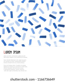 Abstract minimalistic blue ink background. Design template with place for your text