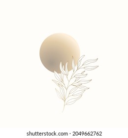 Resumen de ilustración botánica mínima vectorial. Impresión artística moderna, arte floral delicado en la pared, afiche estilo boho. Elementos y productos de diseño interior. Vector sobre fondo blanco.
