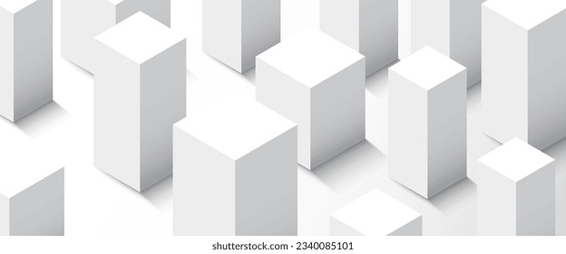 Abstract minimalistic city background. White cubes. Vector illustration