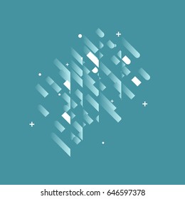 Abstract Minimalistic Design - Creative Concept - Modern diagonal background with Geometric elements. Blue, white diagonal lines, triangles, circles and plus sign. vector illustration