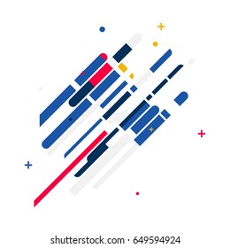 Abstrato Design Minimalista - Conceito Criativo - Fundo Branco Diagonal Moderno com Elementos Geométricos Coloridos. Vermelho, Azul, Amarelo, Linhas Diagonais E Círculos. Ilustração de vetor