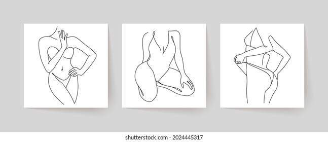 Resumen de cuerpos femeninos minimalistas. Arte moderno de línea única. Concepto de moda de belleza femenina, estilo minimalista.