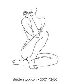 Abstract minimalistic female body. Modern single line art. Woman beauty fashion concept, minimalistic style.