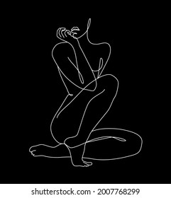 Abstract minimalistic female body. Modern single line art. Woman beauty fashion concept, minimalistic style.