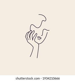 Resumen del rostro femenino minimalista. Ilustración vectorial de la cara femenina en un estilo lineal de moda. Arte elegante. Para afiches, tatuajes, logos 