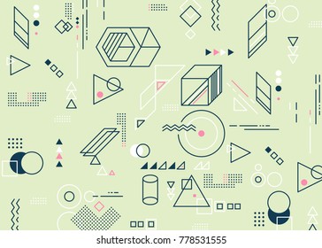 Abstract minimalistic flat background. Geometric elements background. Horizontal version.